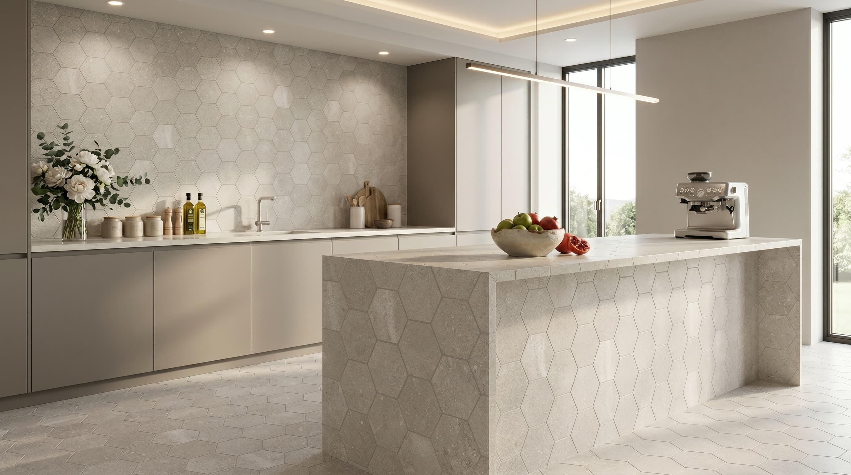 Austral Pearl Hexagon Mosaic project 4