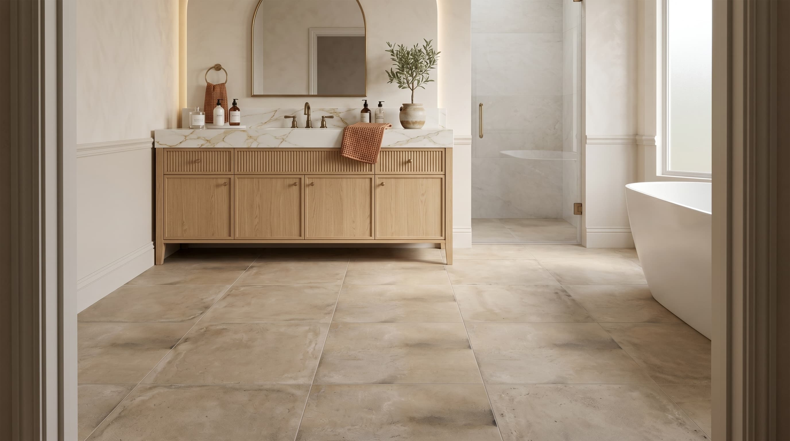 Claystone Ivory 24x24 project 1