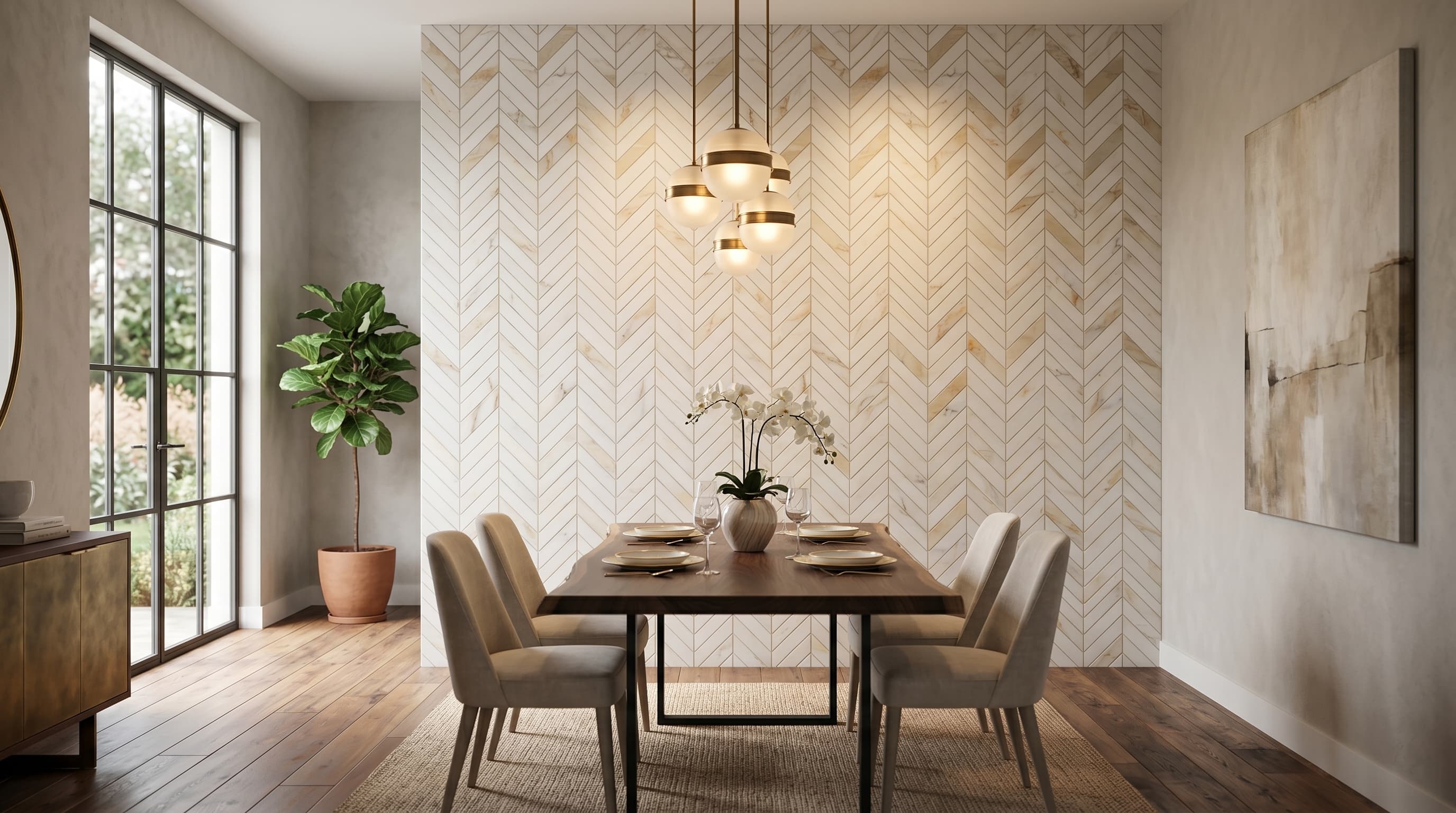 Chevron Calacatta Gold Honed project 3