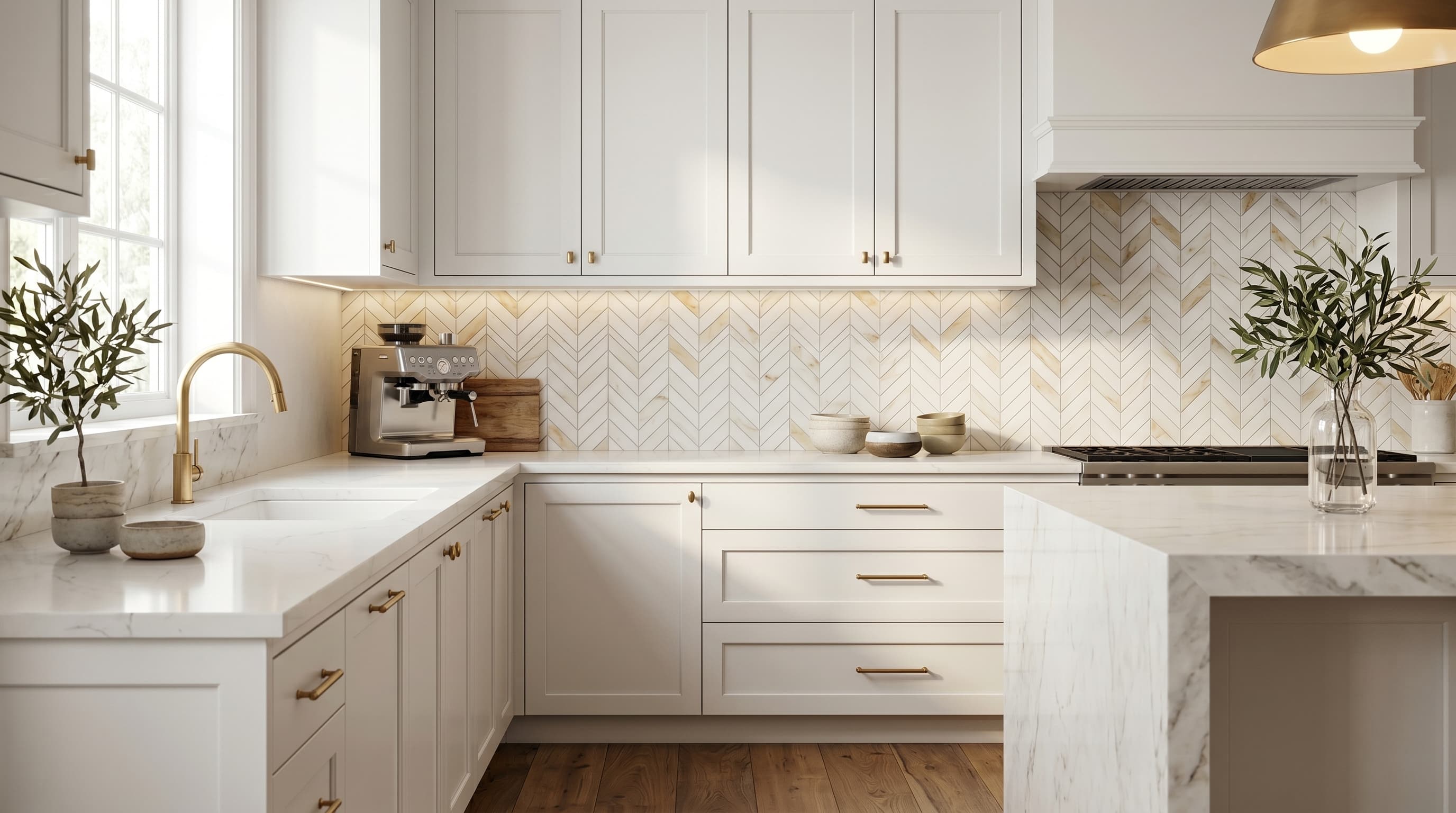Chevron Calacatta Gold Honed project 1
