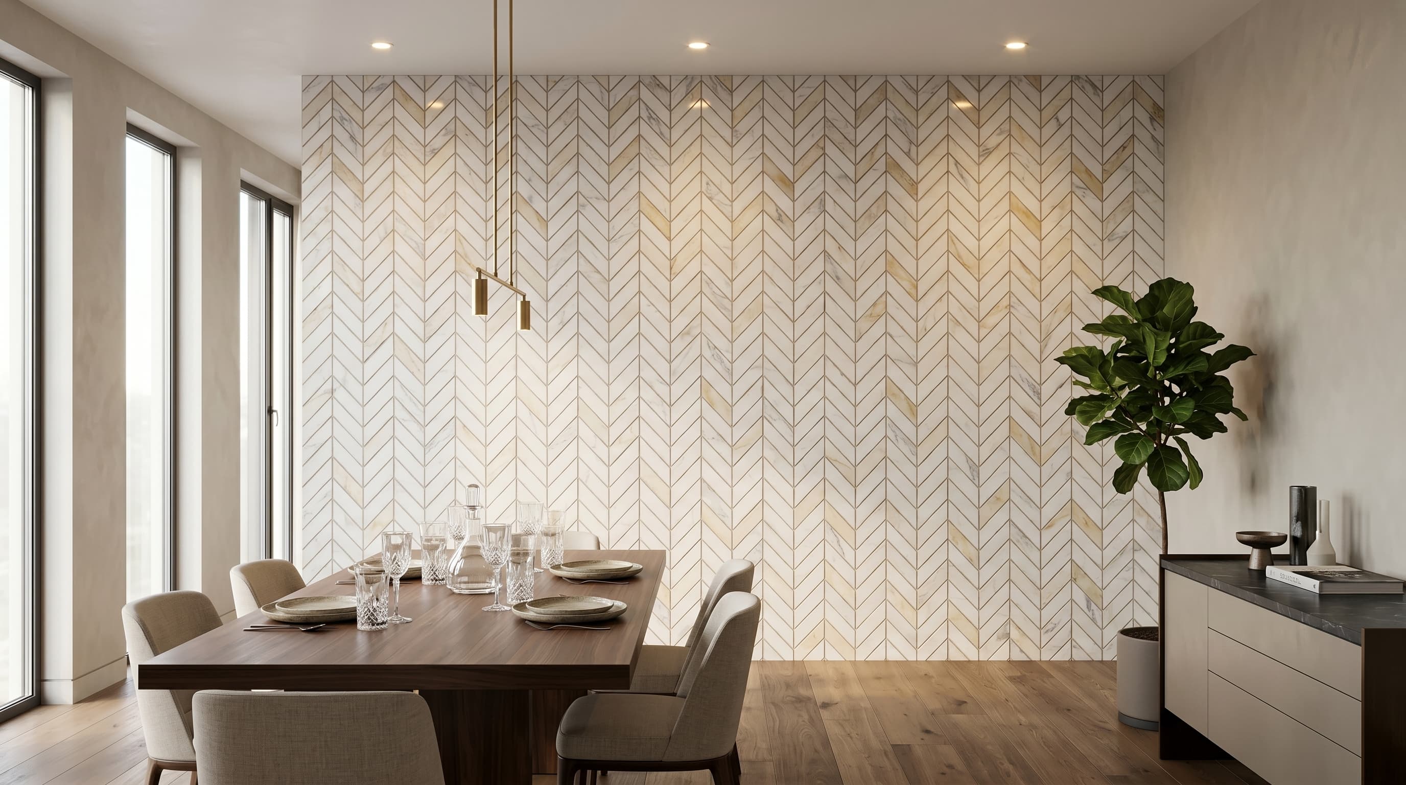 Chevron Calacatta Gold Polished project 3