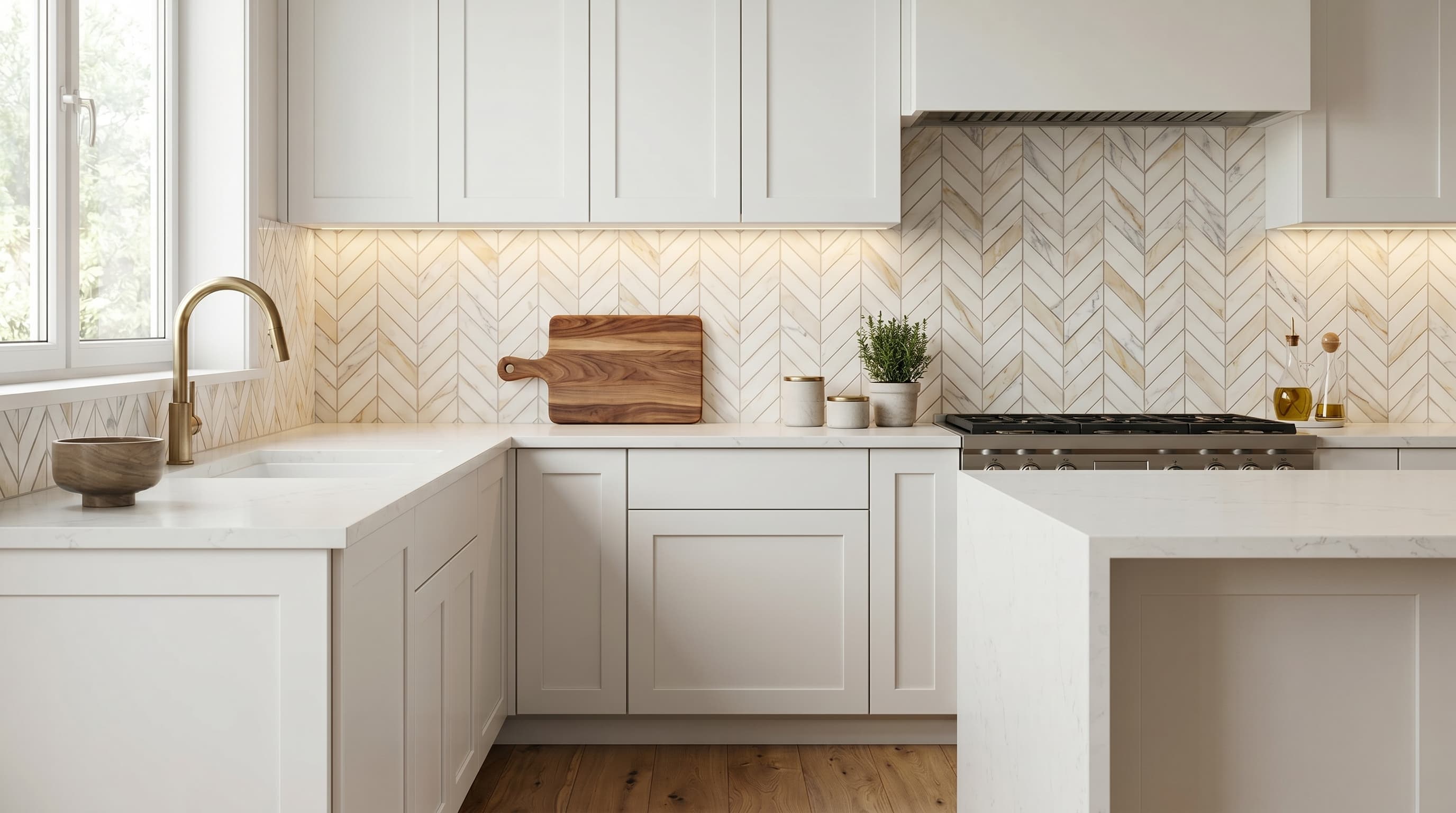Chevron Calacatta Gold Polished project 1