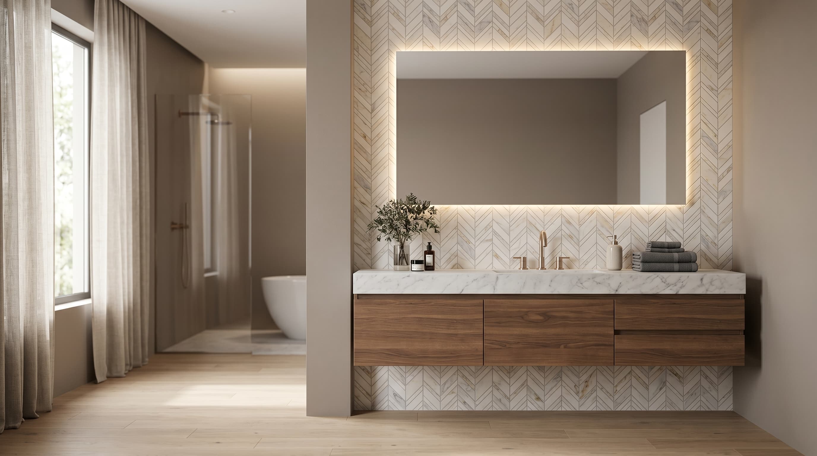 Chevron Shadow Calacatta project 2