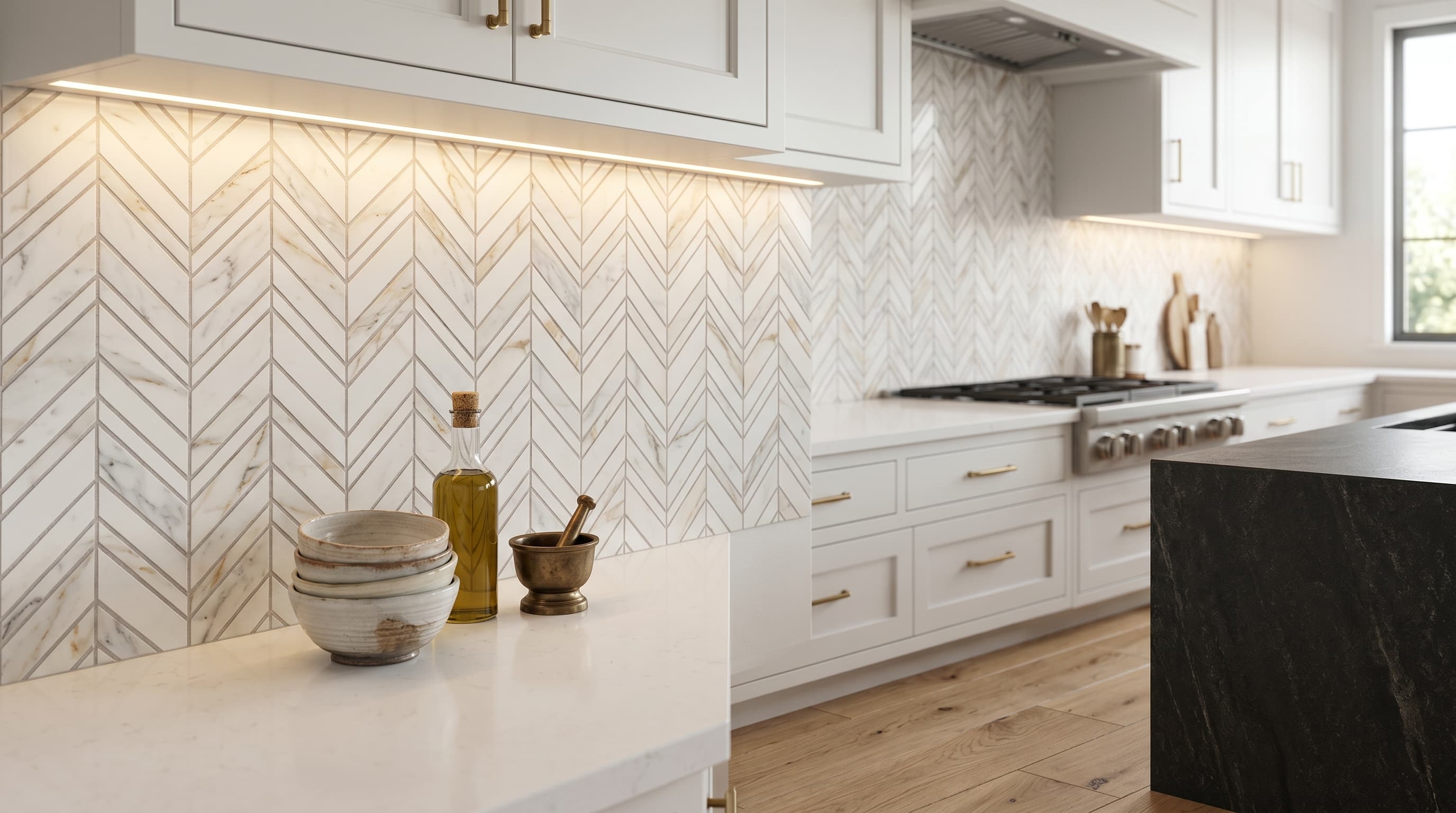 Chevron Shadow Calacatta project 1