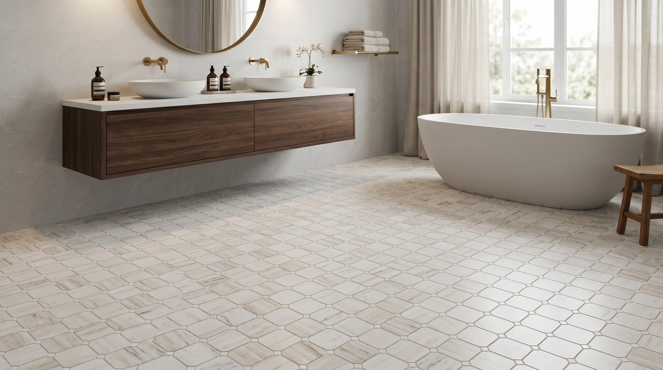 Mosaic Clipped Square Wooden White Honed 11.75 x 11.75 project 1