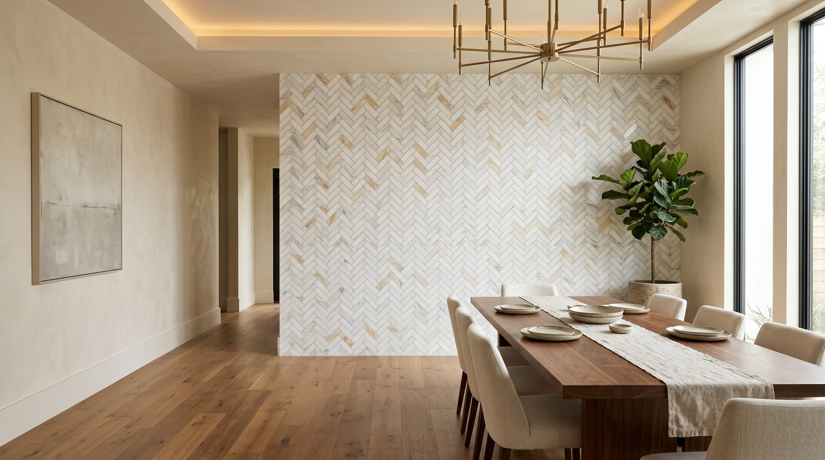 Herringbone Calacatta Gold Honed project 2