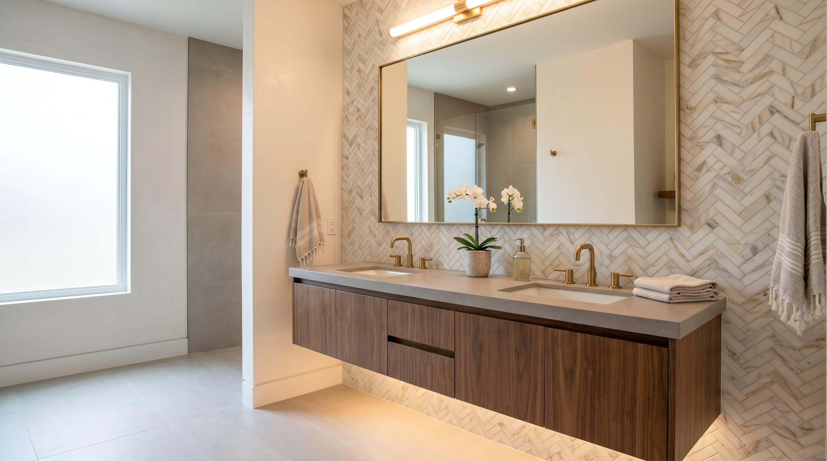 Herringbone Calacatta Gold Polished project 2