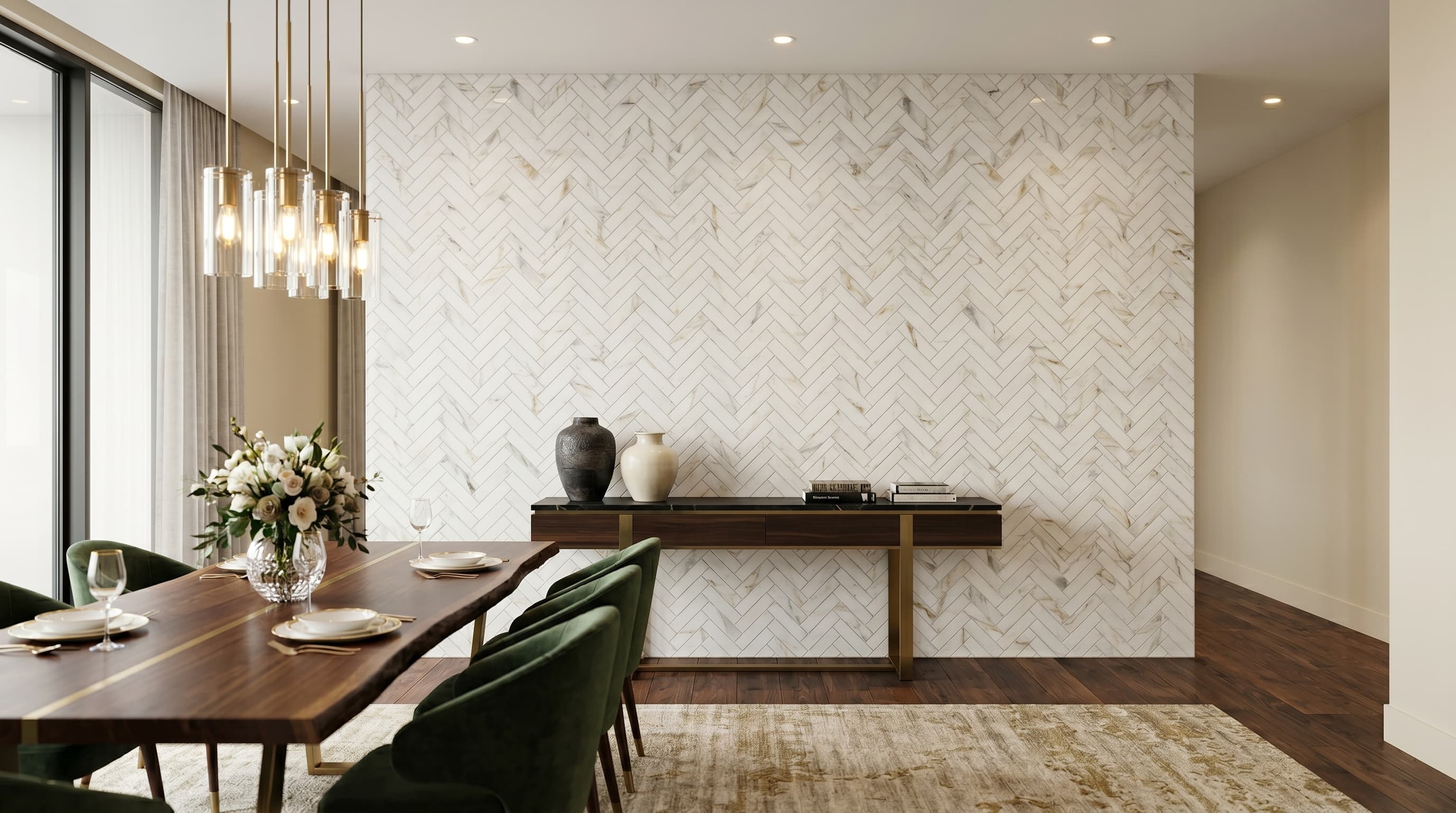 Herringbone Calacatta Gold Polished project 3