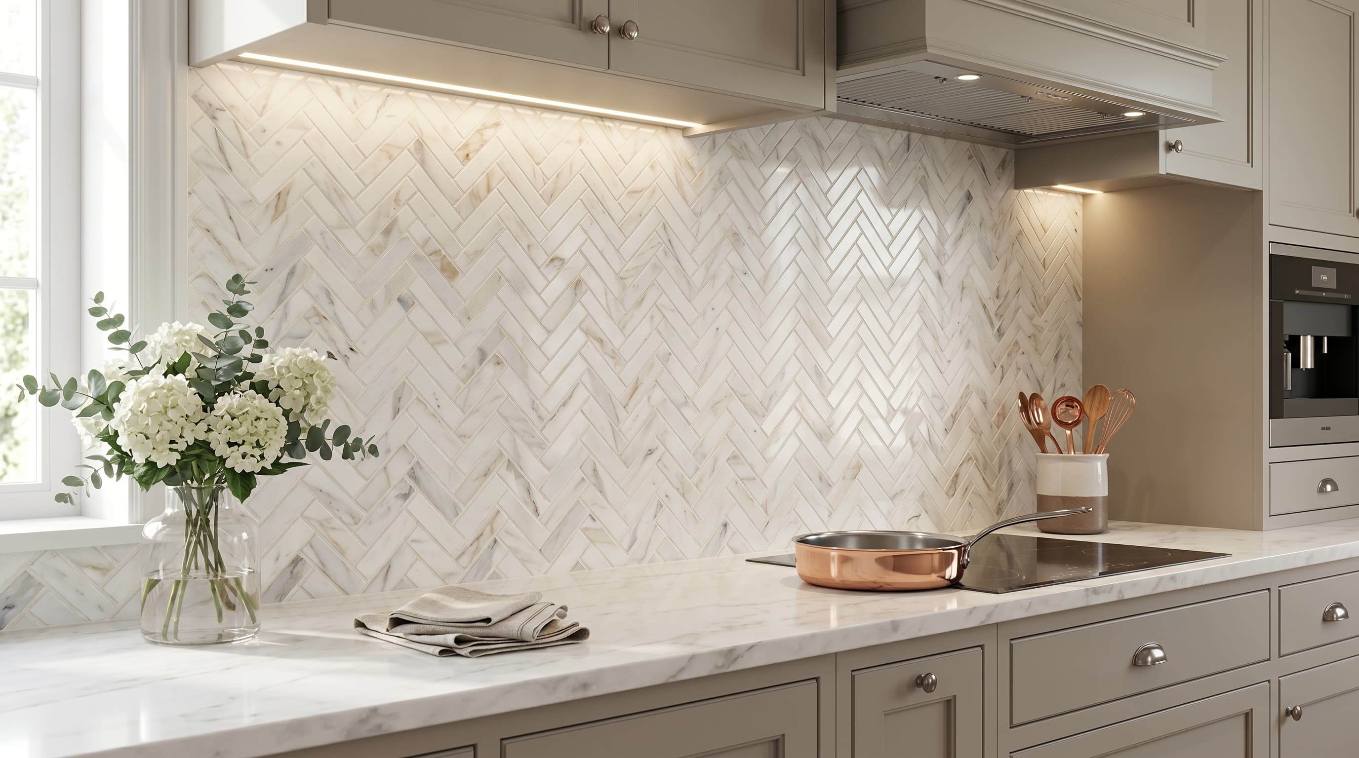 Herringbone Calacatta Gold Polished project 5