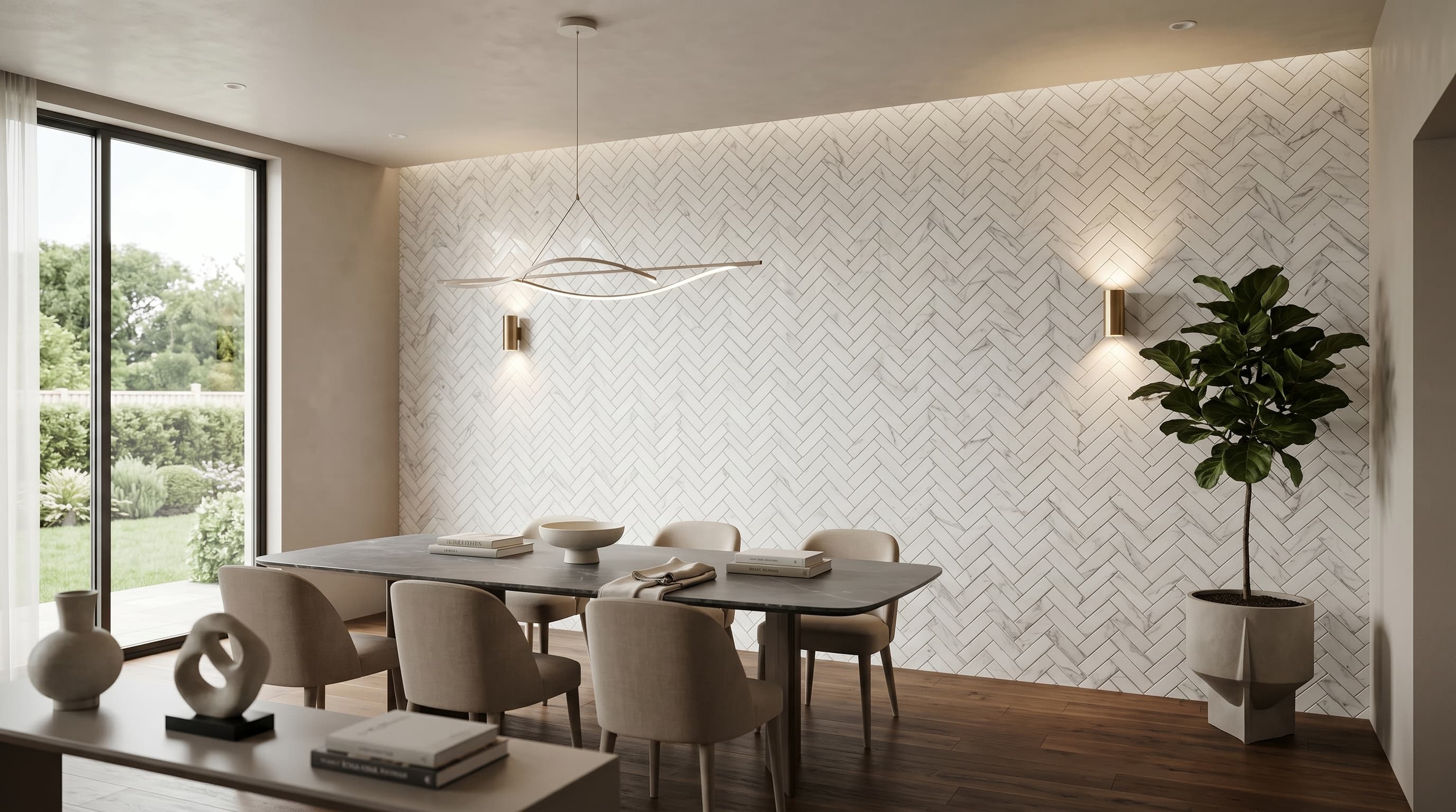 Herringbone Calacatta White Honed project 3