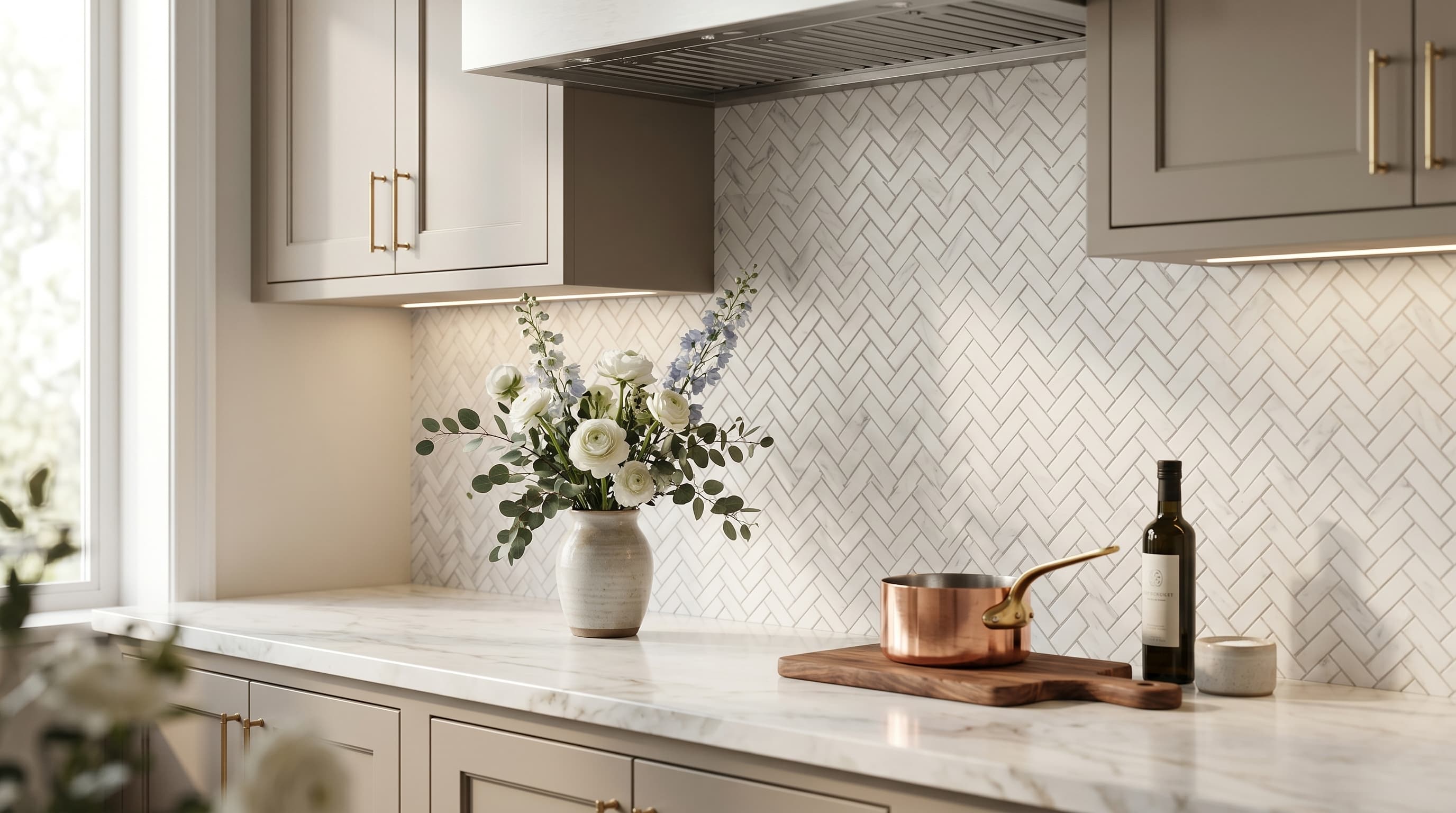 Herringbone Calacatta White Honed project 5