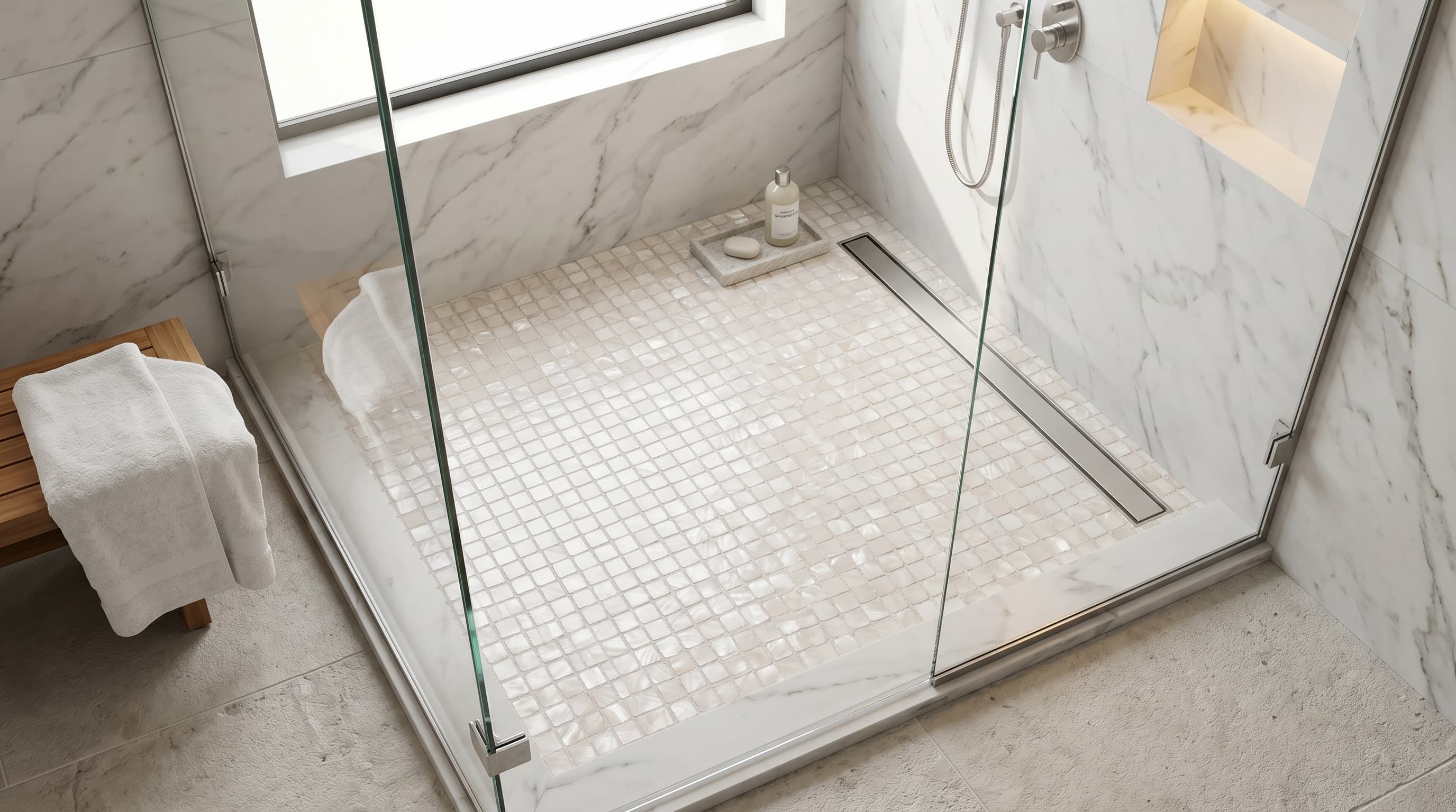 Mosaic Pearl White Square 11.75 x 11.75 project 1