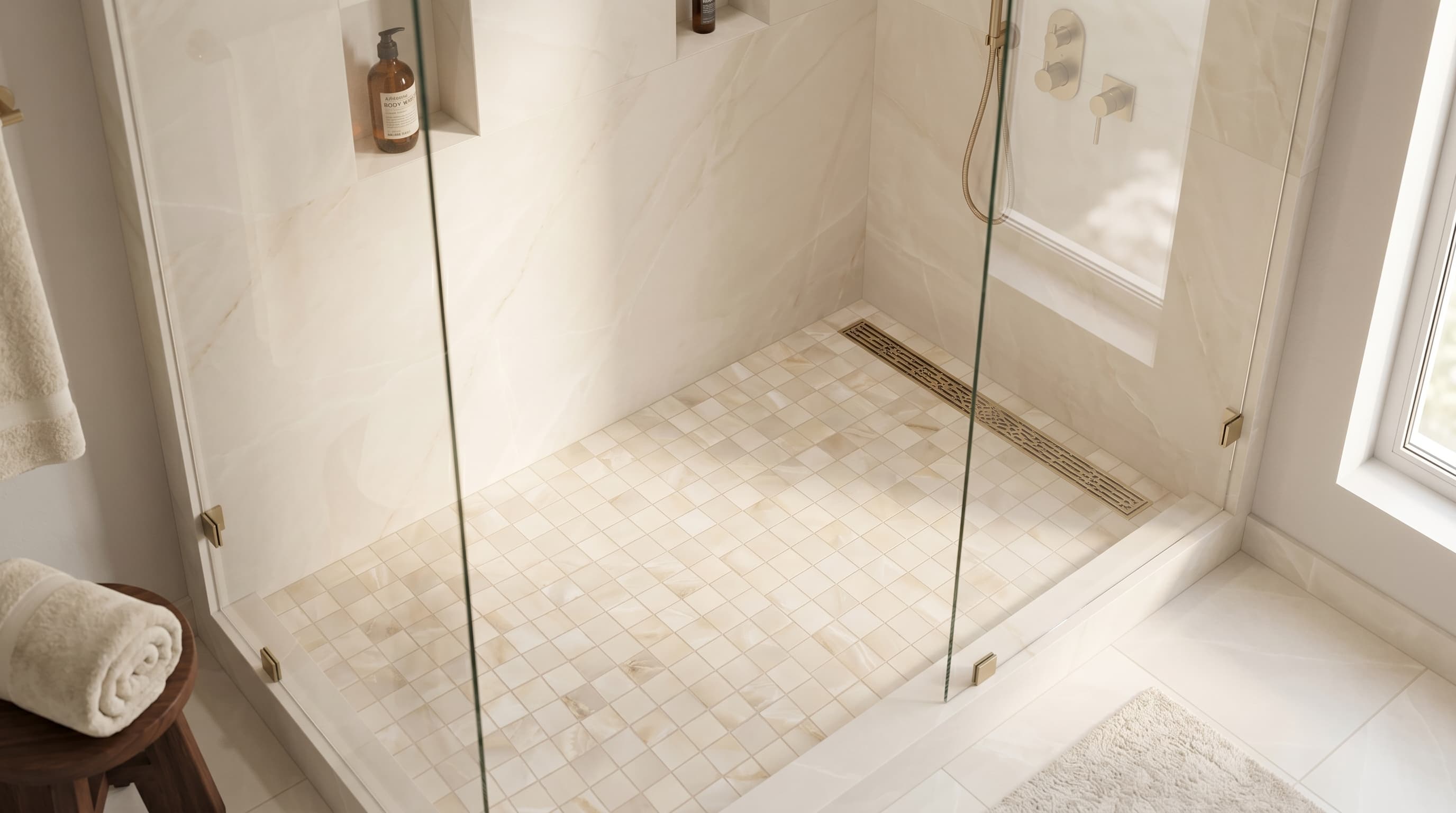 Porcelain Mosaic Akoya Ivory Matte Mosaic 2 x 2 12 x 12 project 1