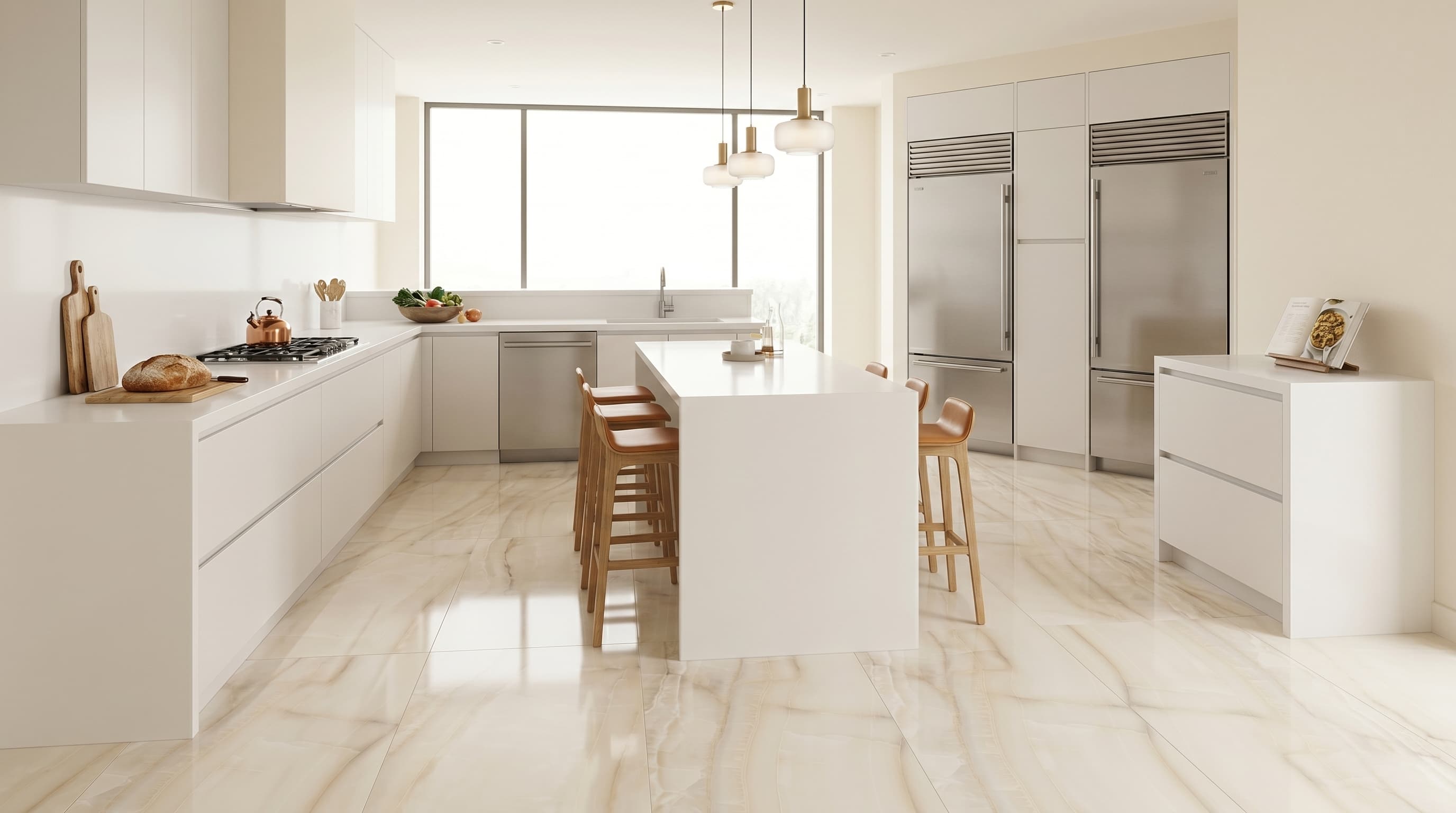 Porcelain Tile Akoya Ivory Polished 36 x 72 project 1
