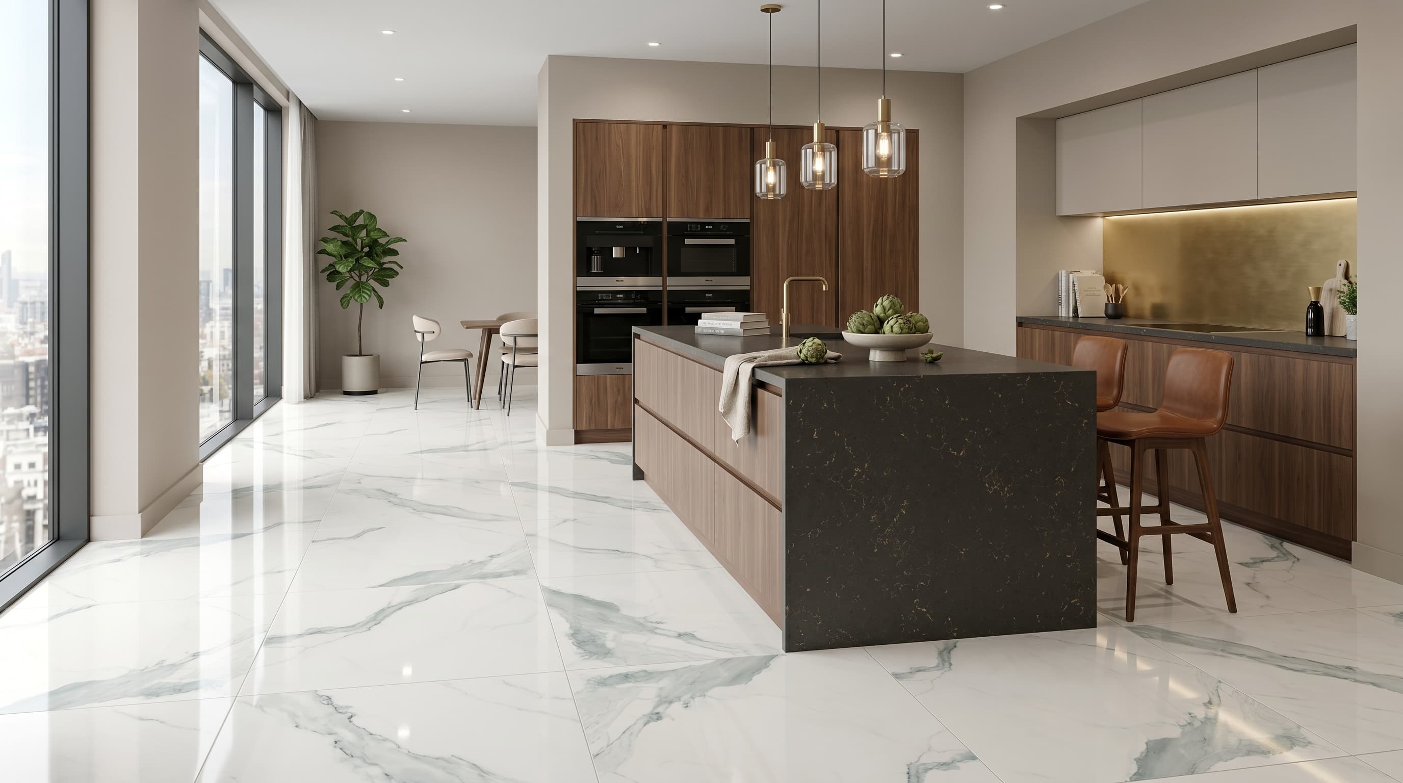 Porcelain Tile Classici Statuario Glossy 32 x 32 project 1