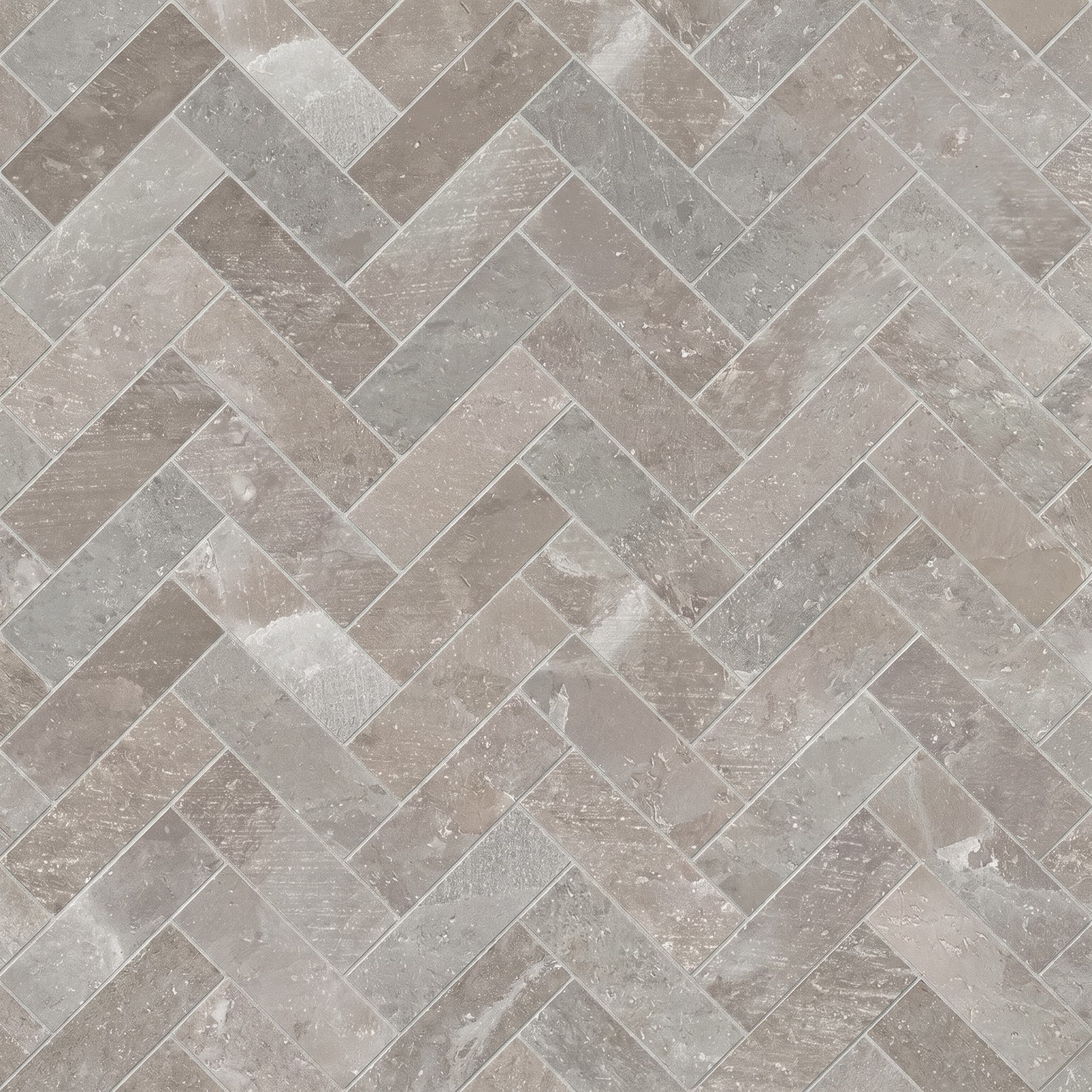 Salt Stone Ash Herringbone Mosaic