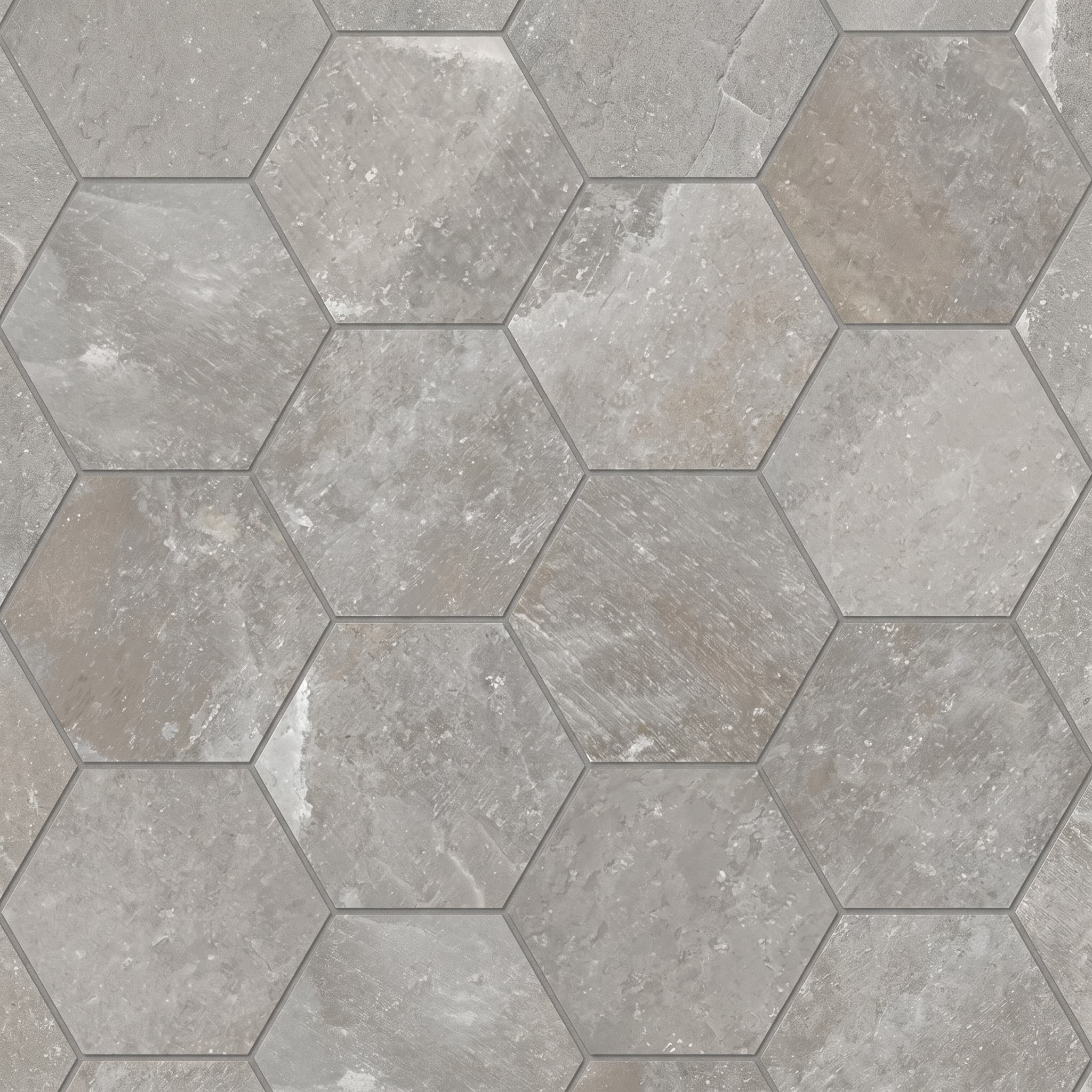 Salt Stone Ash Hexagon Mosaic