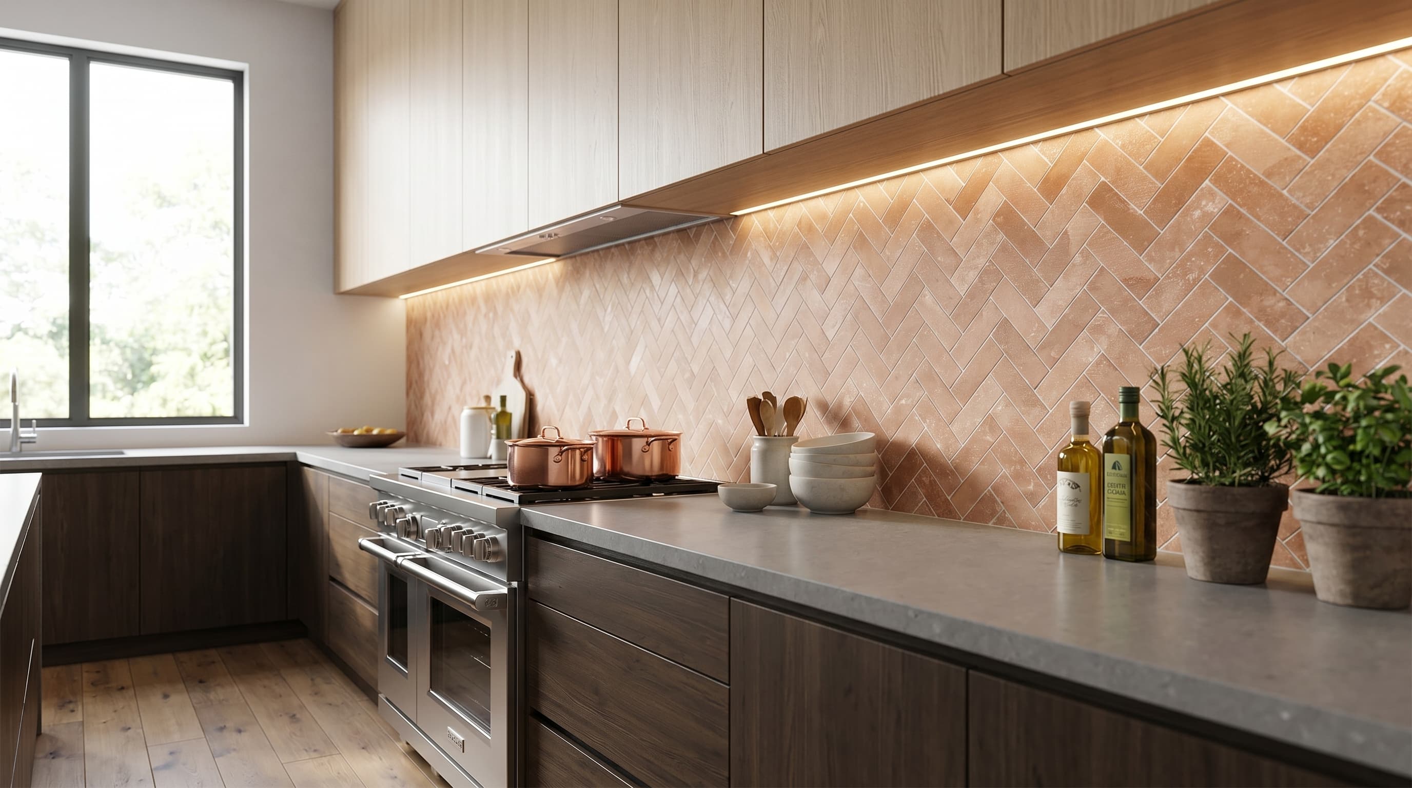 Salt Stone Terra Herringbone Mosaic project 2