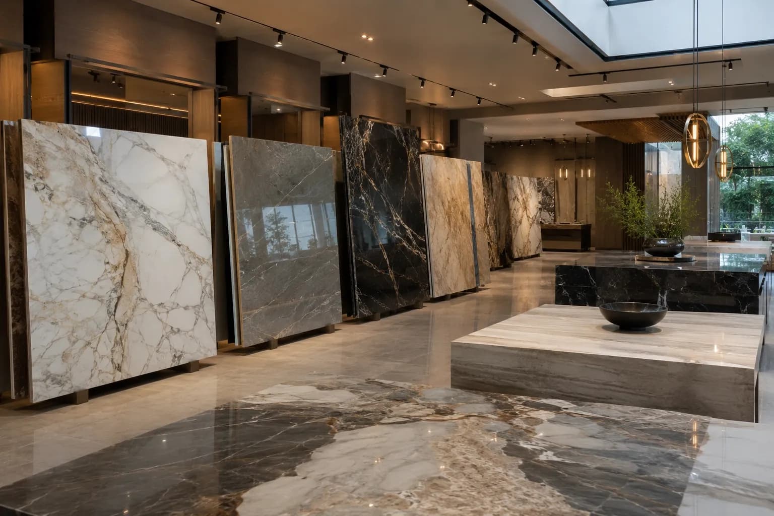 Premium granite, quartzite, marble, travertine, and onyx slabs for commercial use