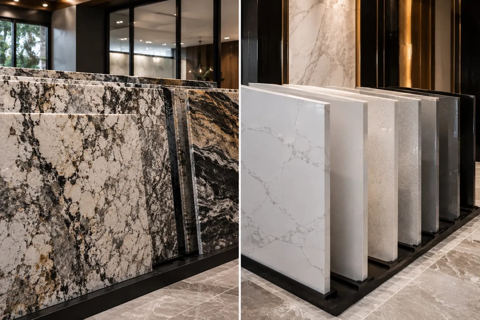 Granite and quartz slabs for countertop cost comparison