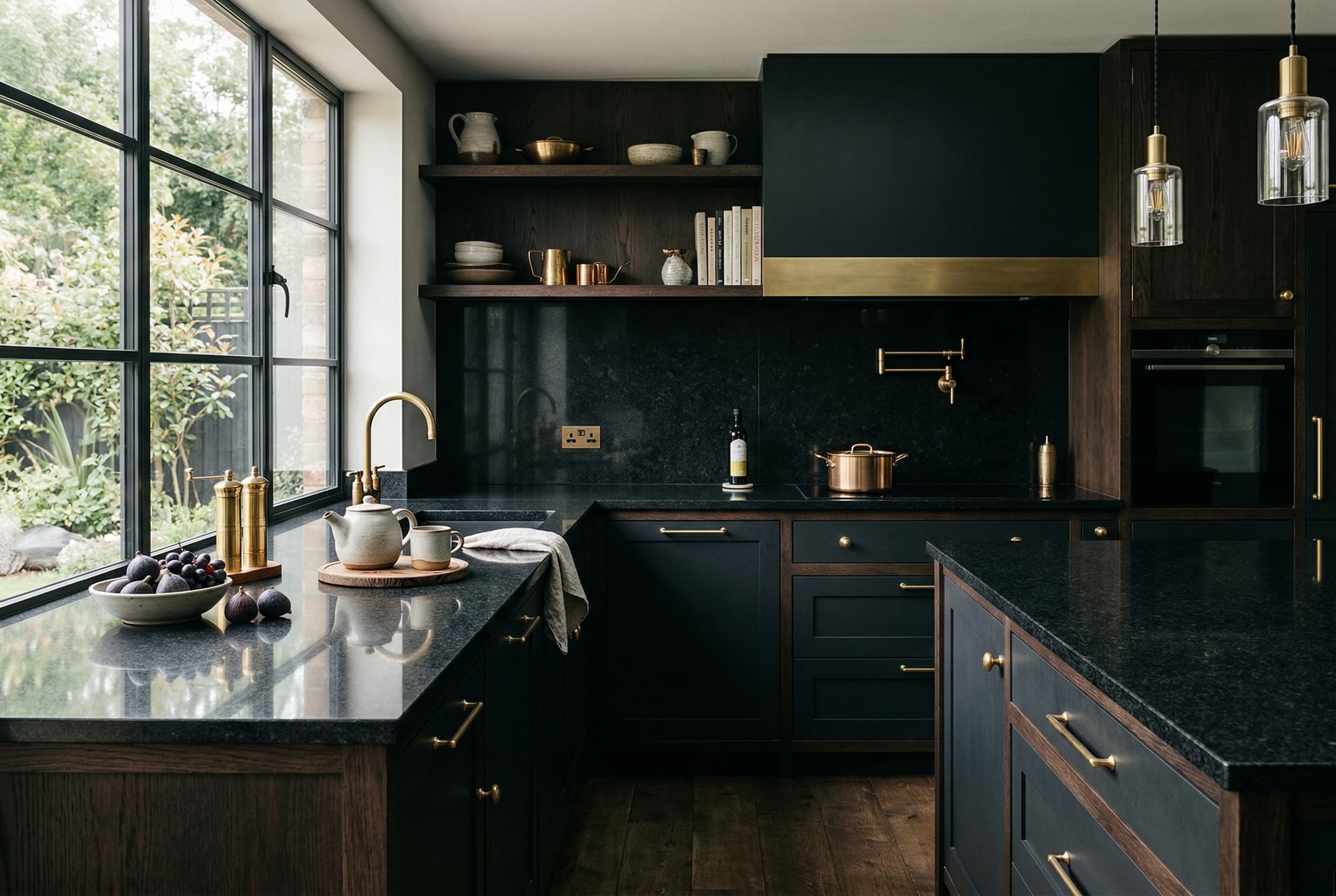 kitchen dark granite modern