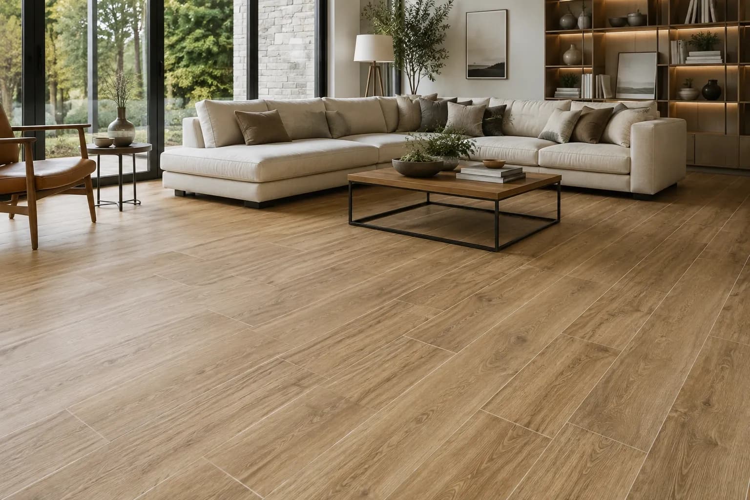 Luxury living rooms featuring porcelain tile style