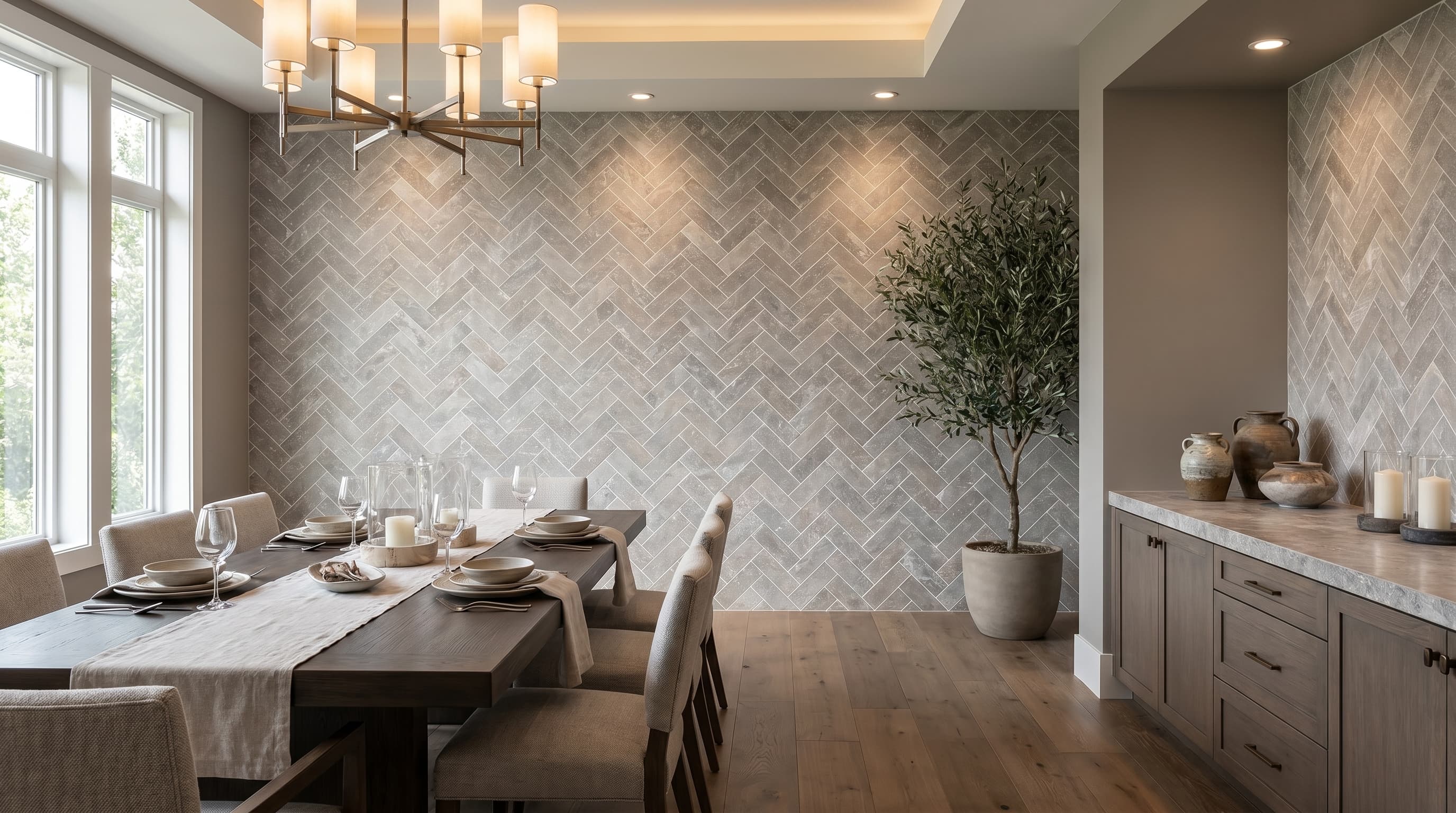 Salt Stone Ash Herringbone Mosaic project 1